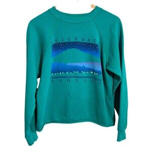VTG 90s Ashland Oregon Crewneck Sweatshirt Womens M Mountain Sky Graphic Boxy